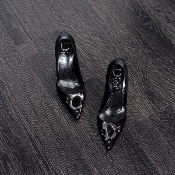 Dior Shoes - Dior Black Heels with Silver Accents